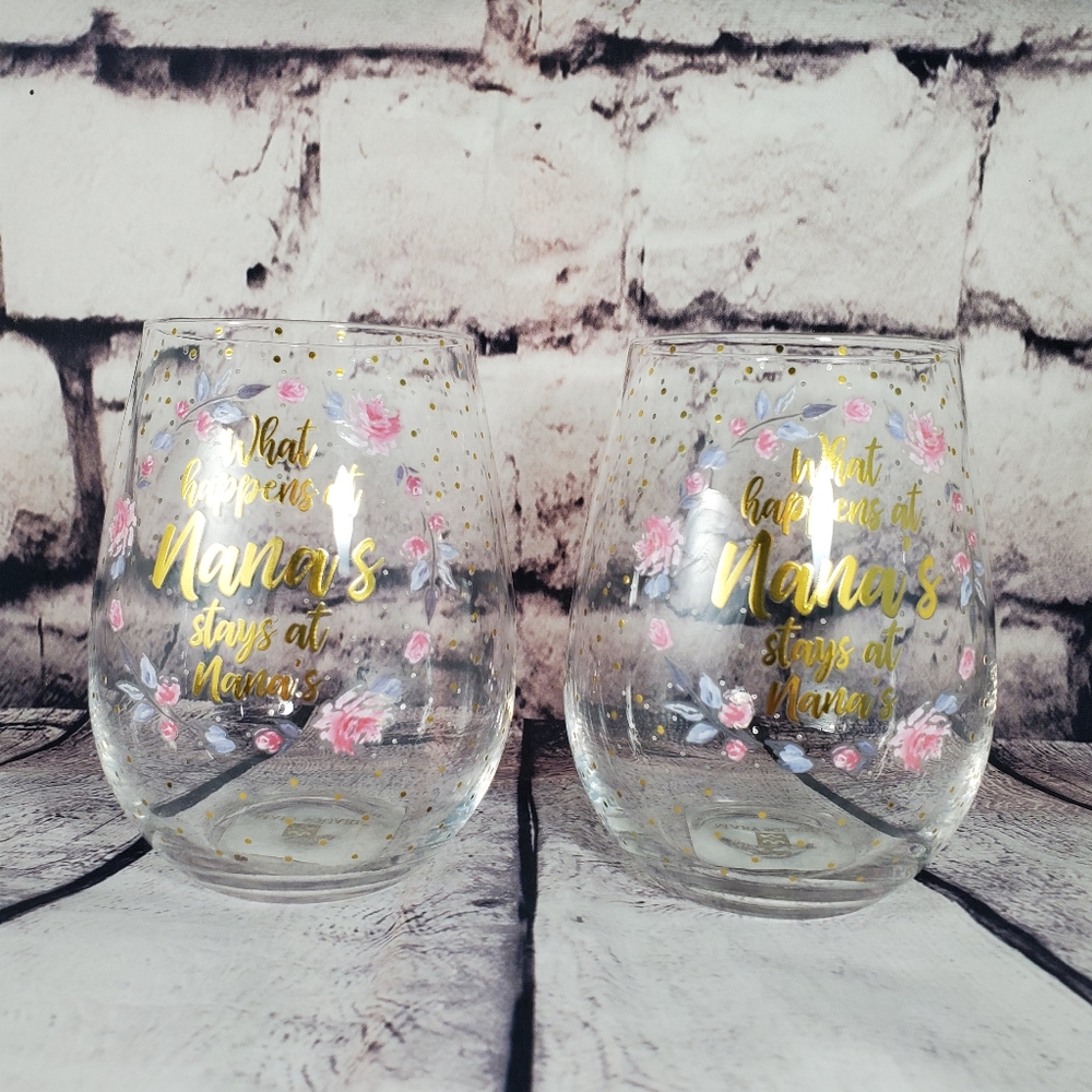 Mary Square Wine Glass Tumbler Gold Nana Quote